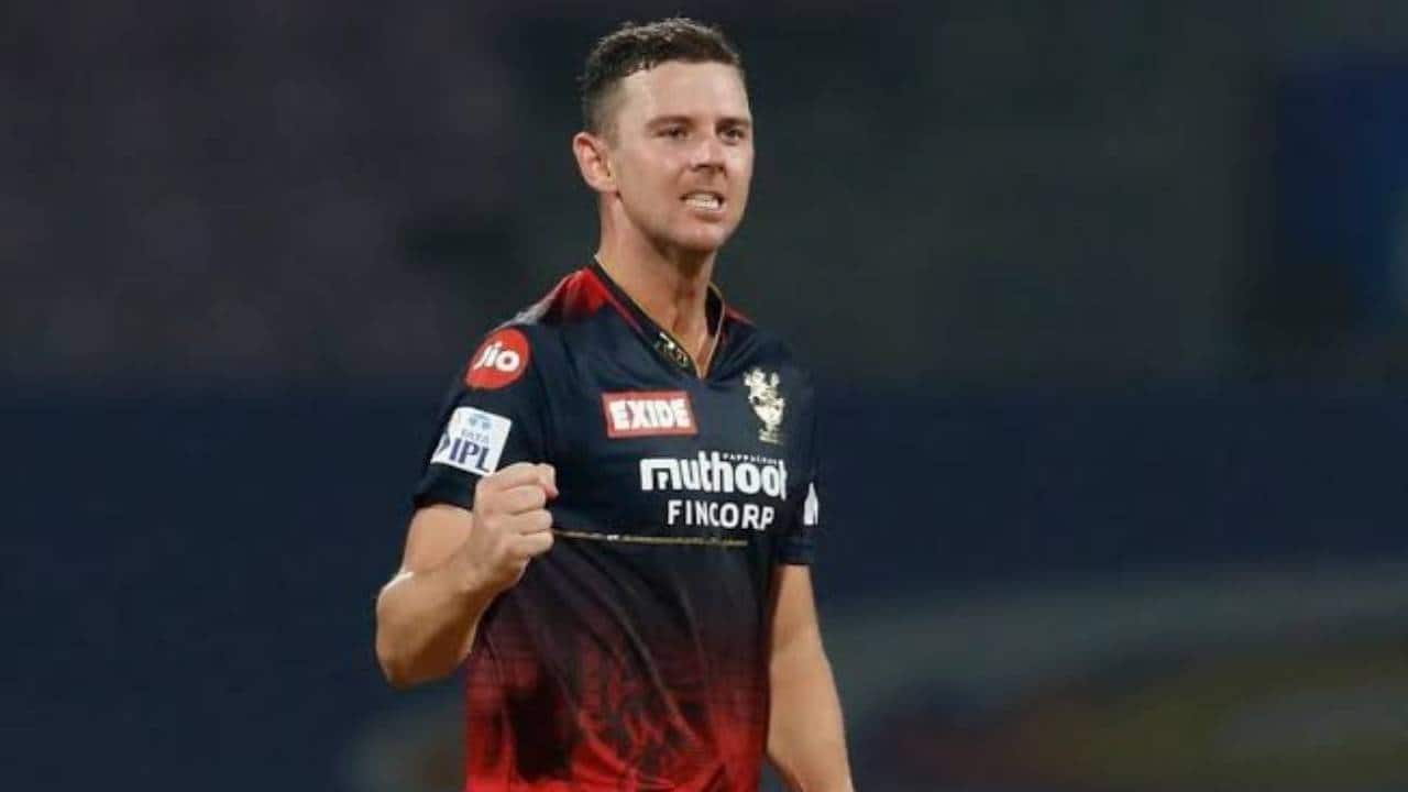 Hazlewood bowling for RCB in IPL