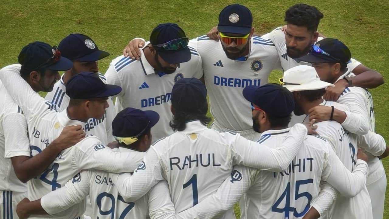 Indian team during a team huddle
