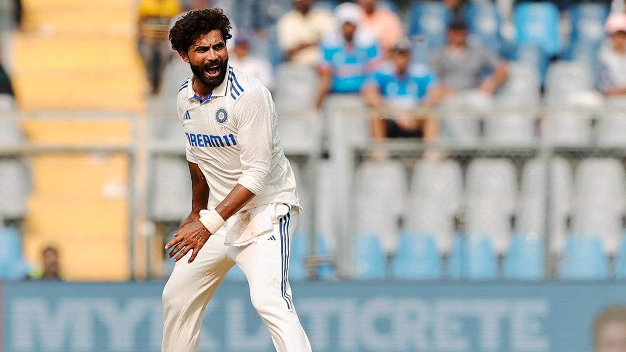 Jadeja taking a wicket during a Test match
