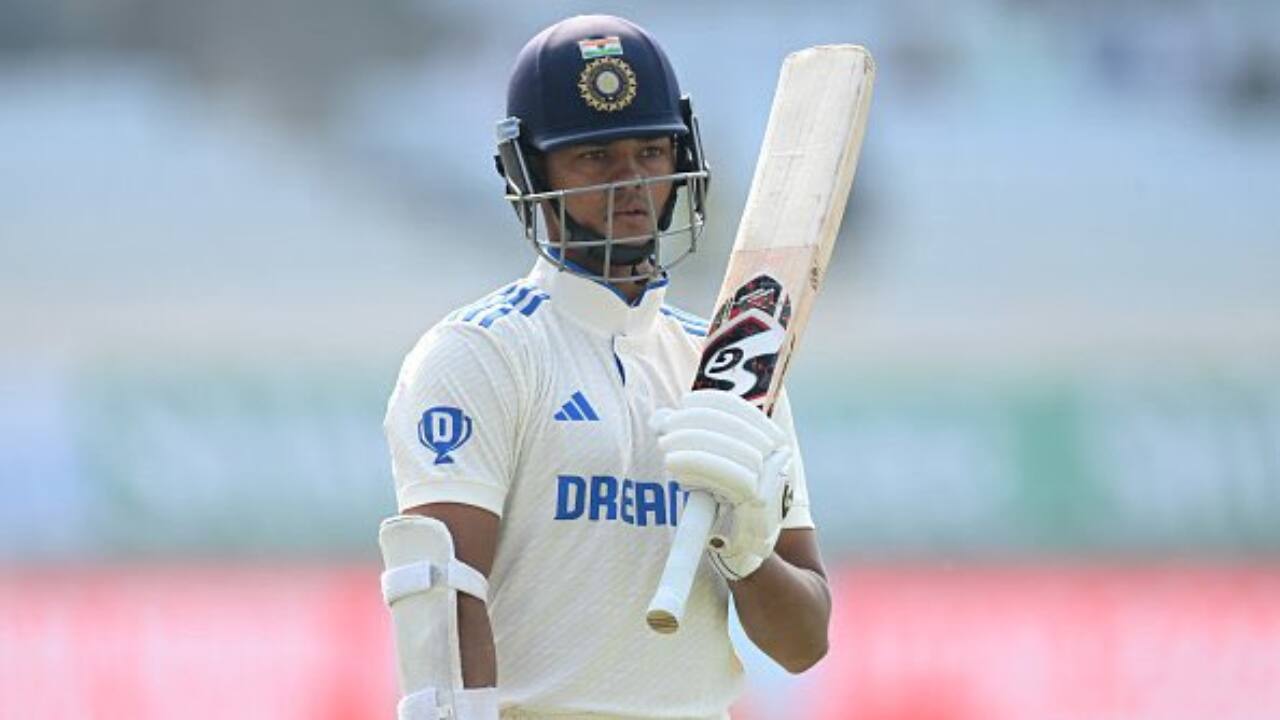 Jaiswal batting during a Test match 