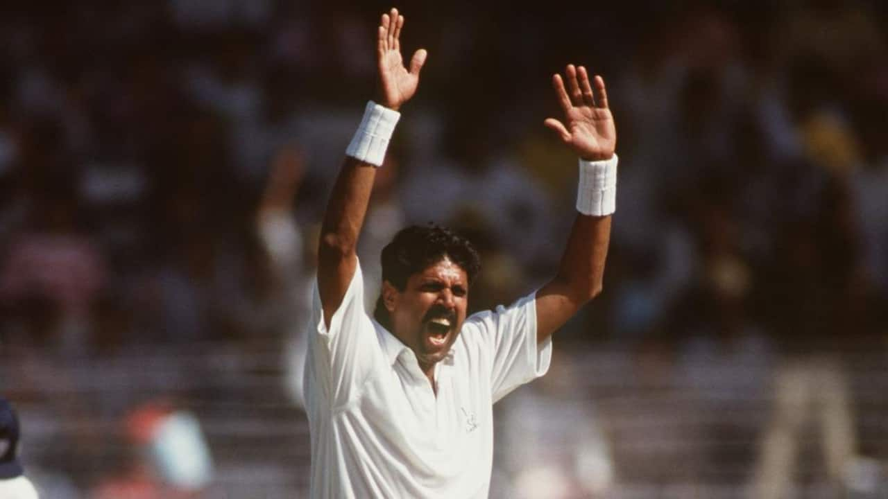 Kapil bowling during a Test match