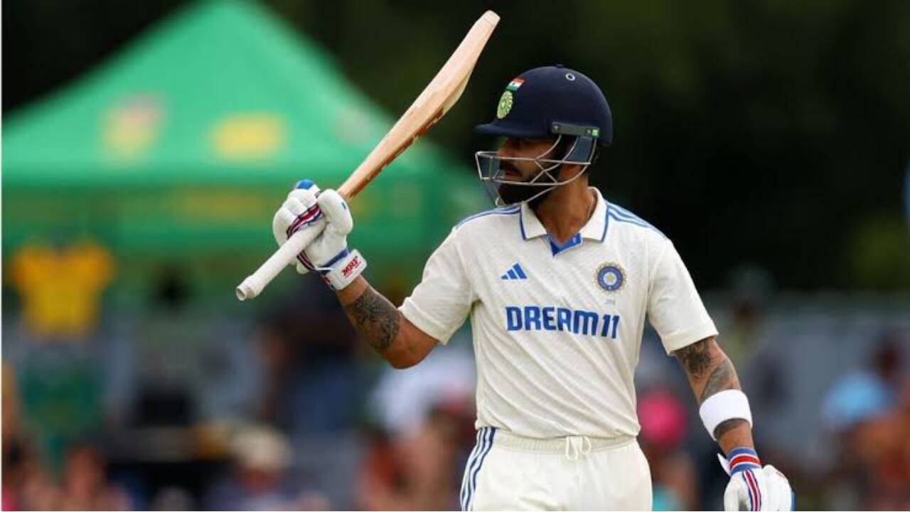 Kohli scoring a half-century in Test cricket