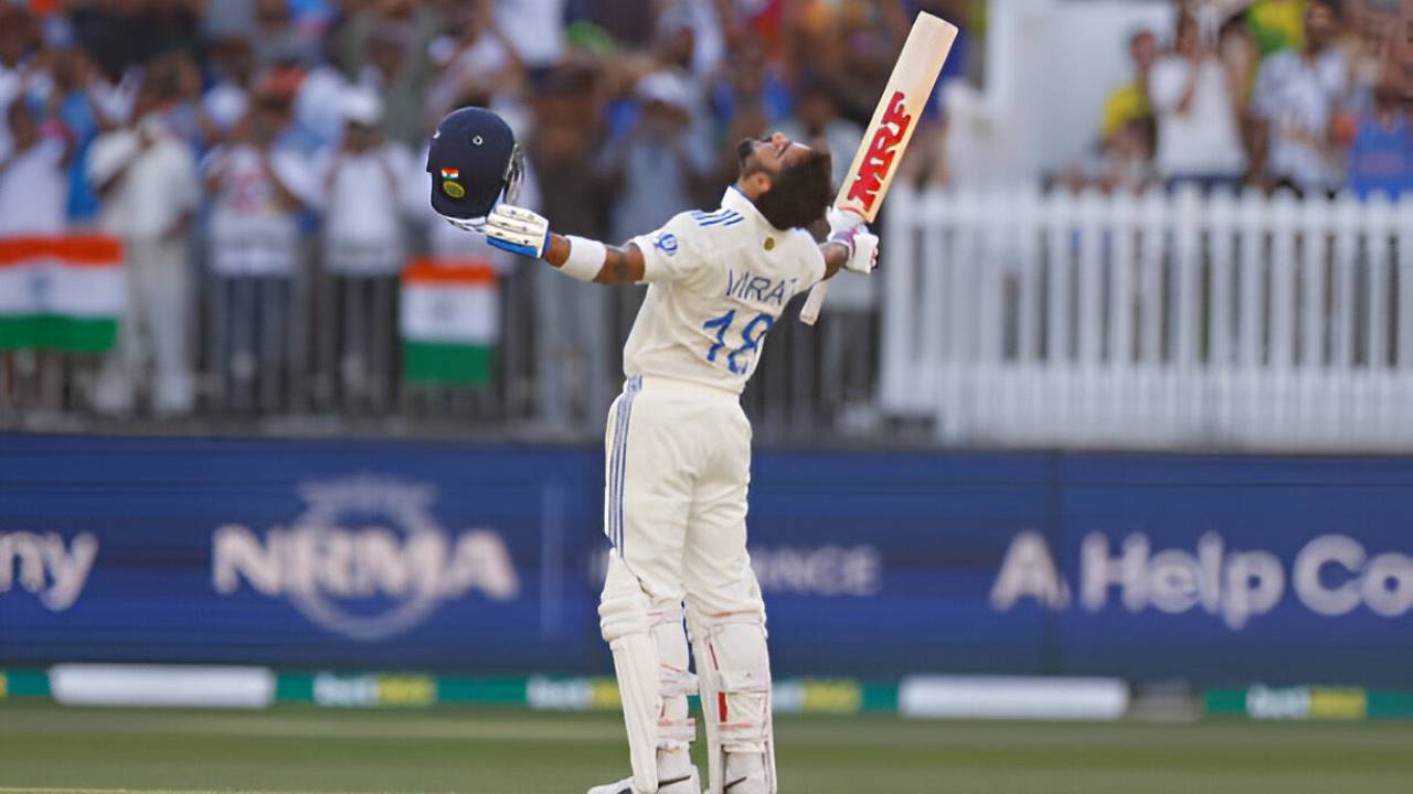 Kohli scoring a century in Perth