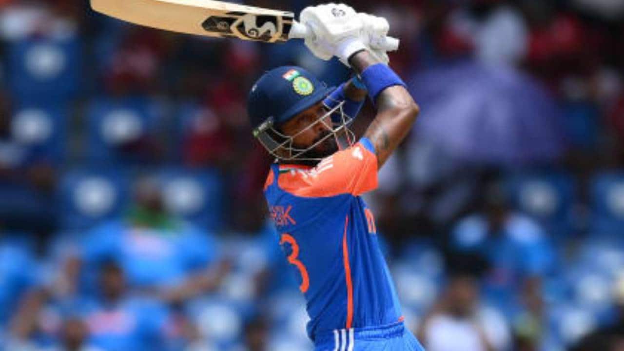 Pandya batting during a T20I