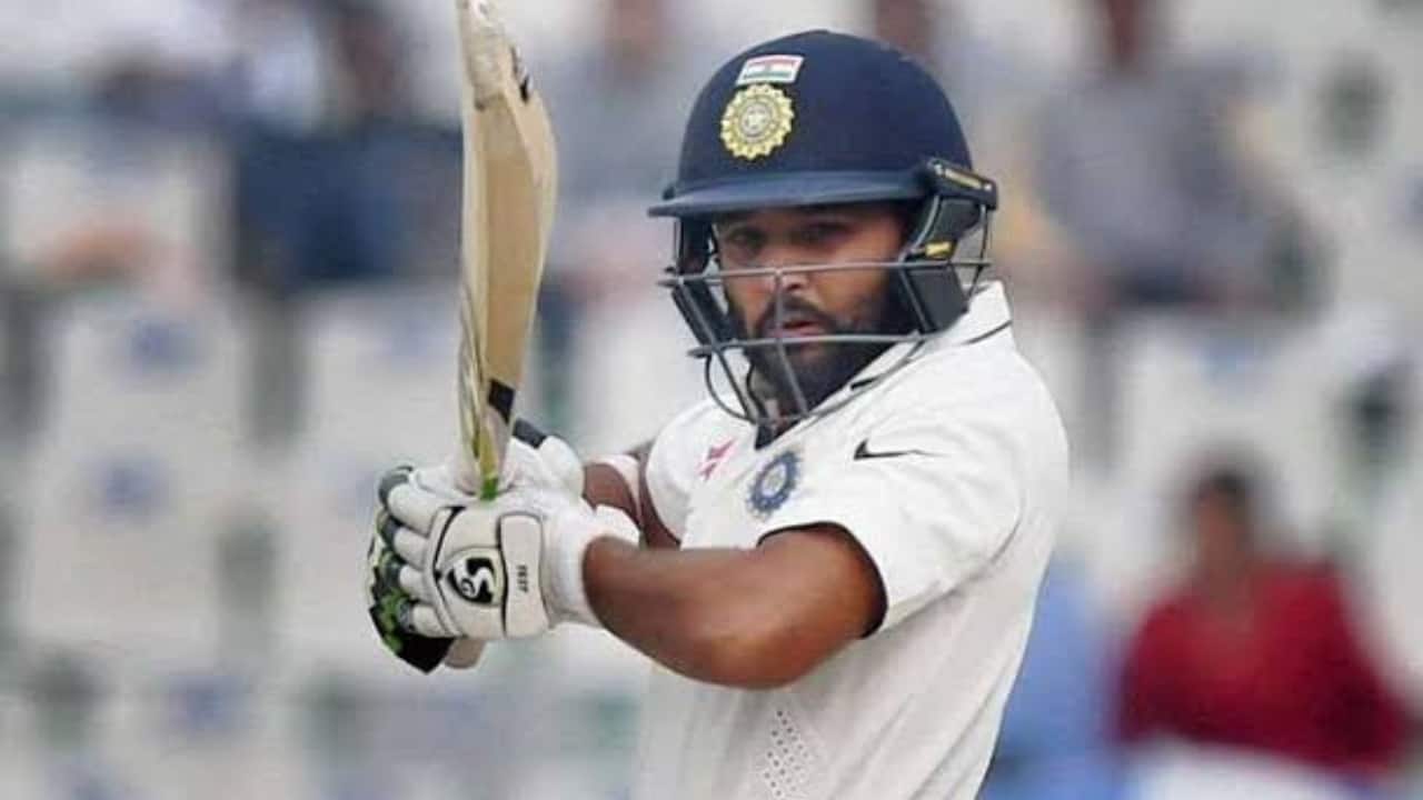 Patel batting during a Test match