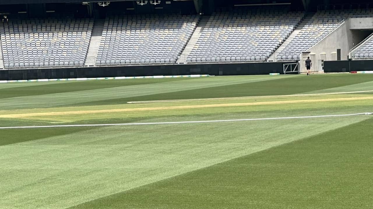 Pitch at Optus Stadium in Perth