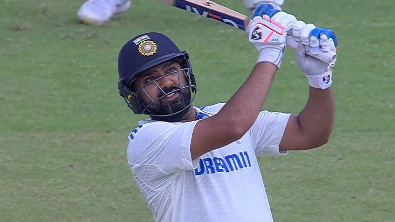 Rohit batting during a Test match