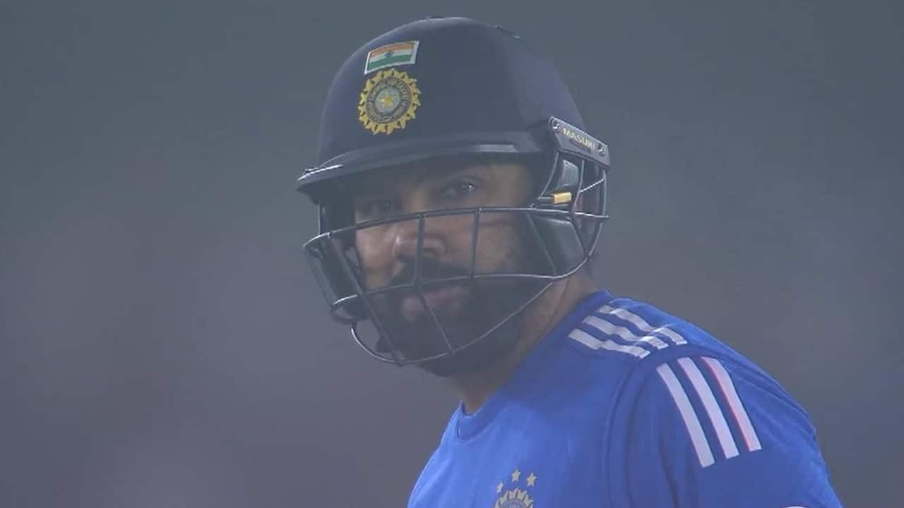 Rohit batting during a T20I