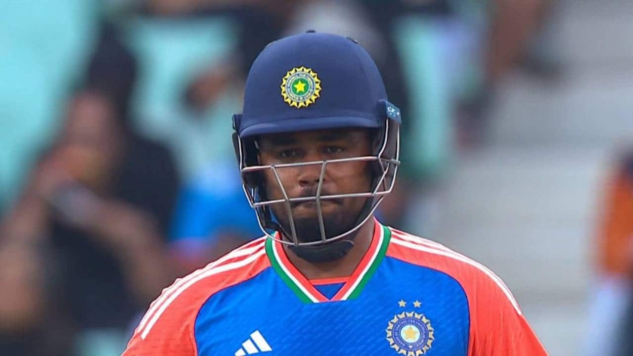 Samson batting during a T20I