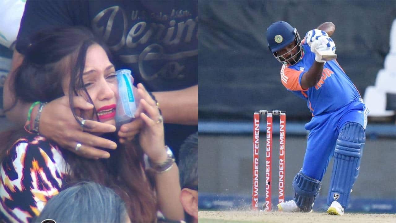 Sanju Samson's shot hits fan