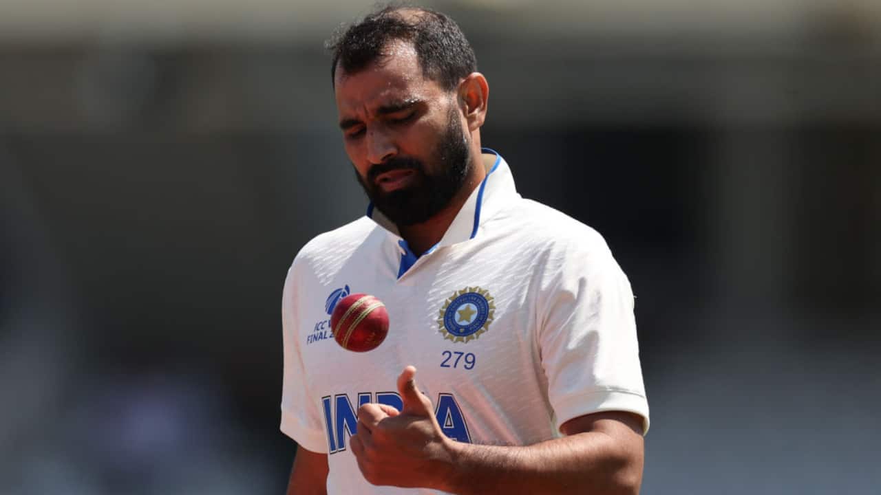 Shami bowling during a Test match