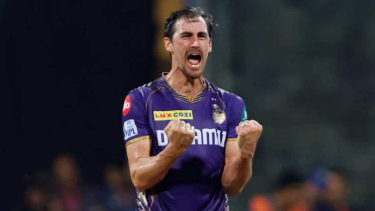 Starc bowling for KKR in IPL