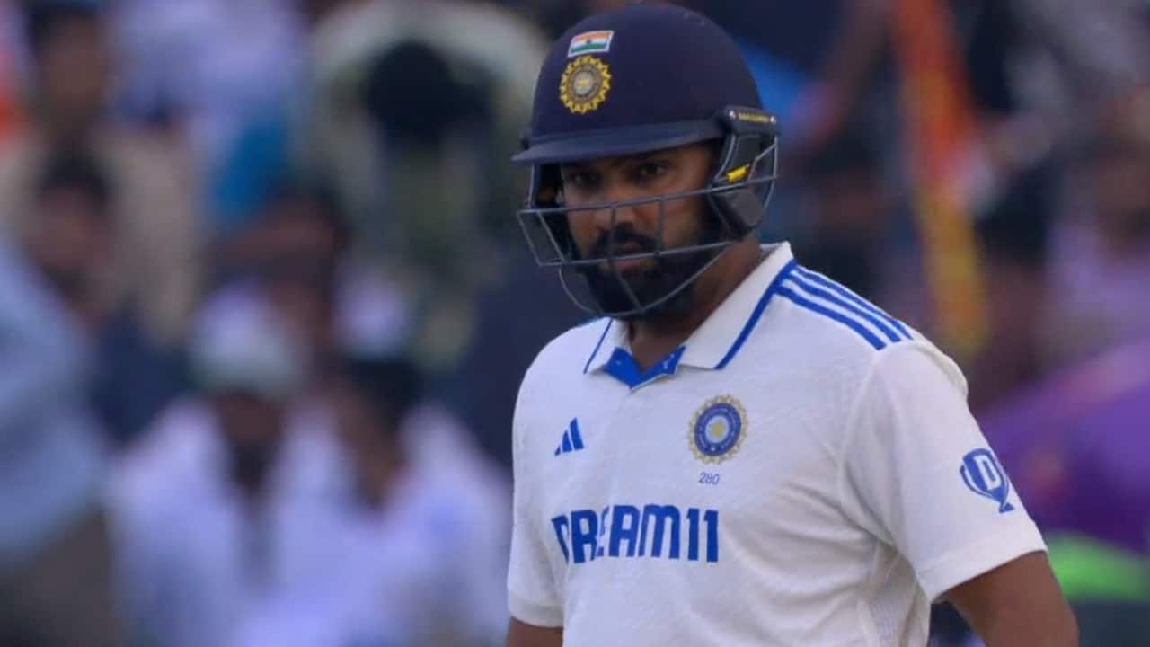 Rohit batting during a Test match