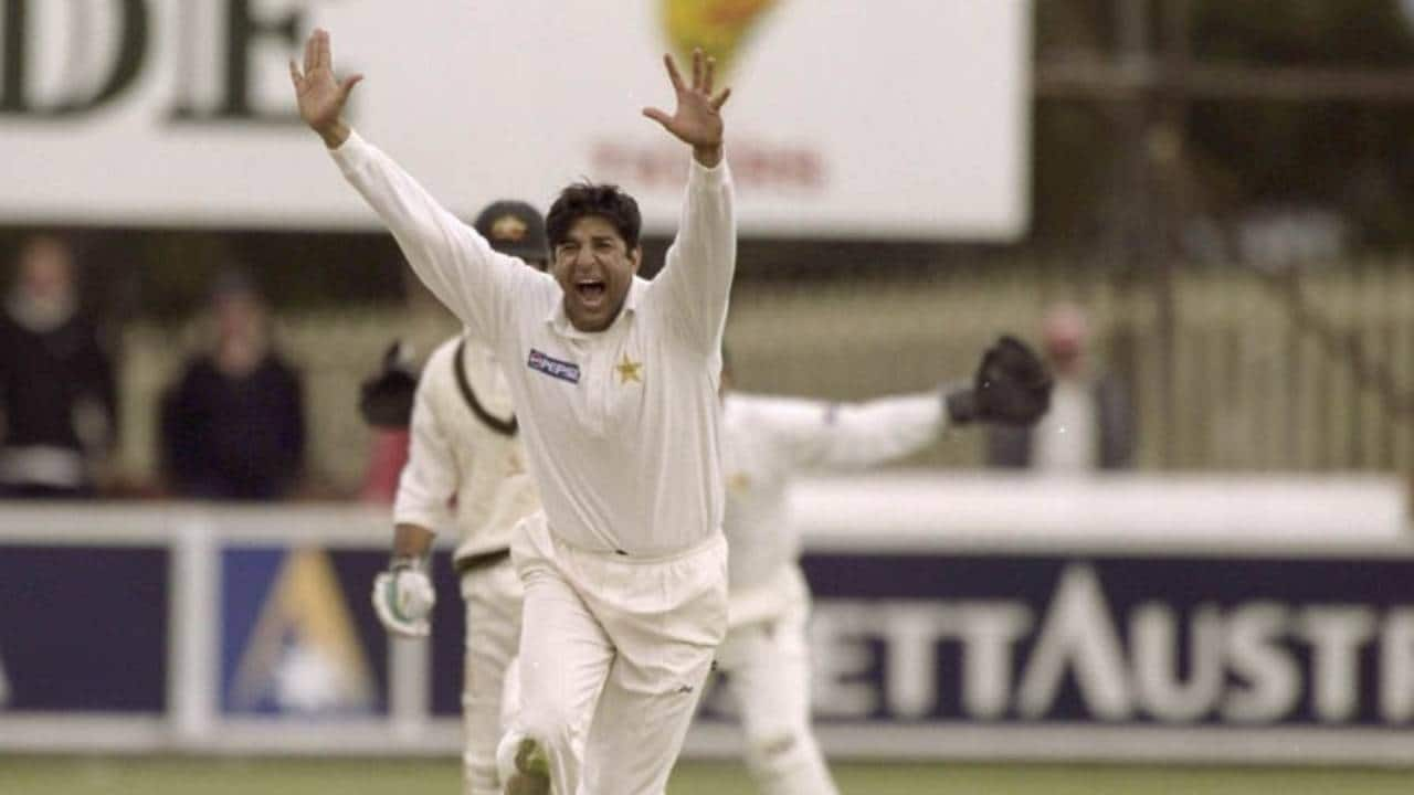 Akram taking a wicket during a Test match