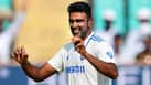 Ashwin bowling during a Test match