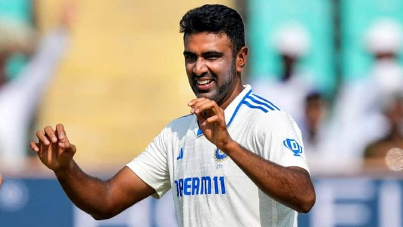 Ashwin bowling during a Test match