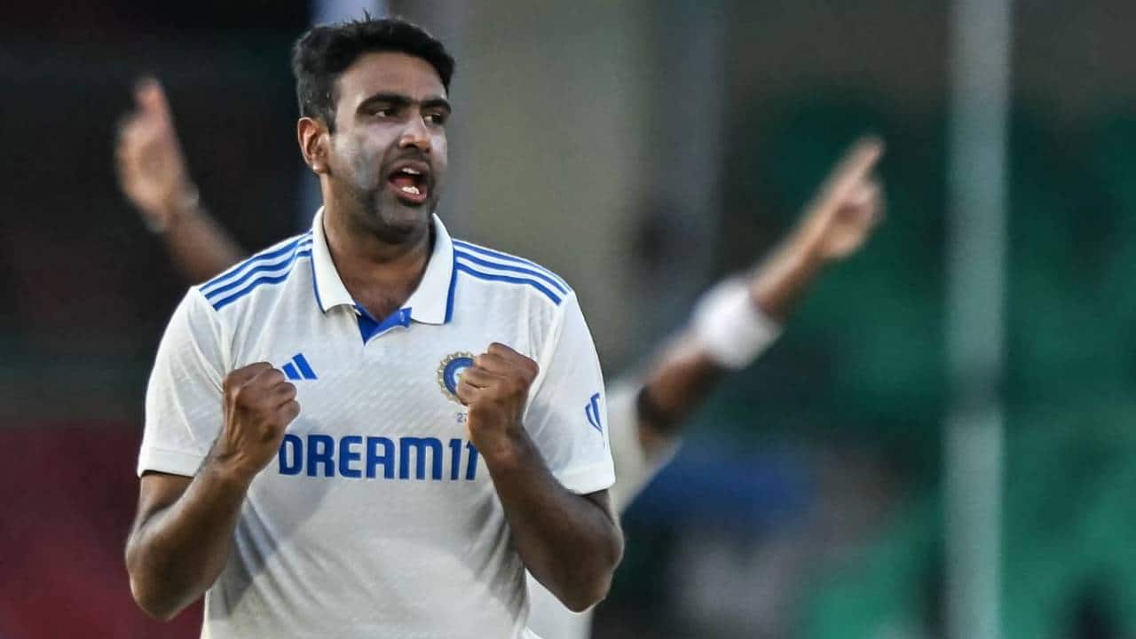 Ashwin taking a Test wicket