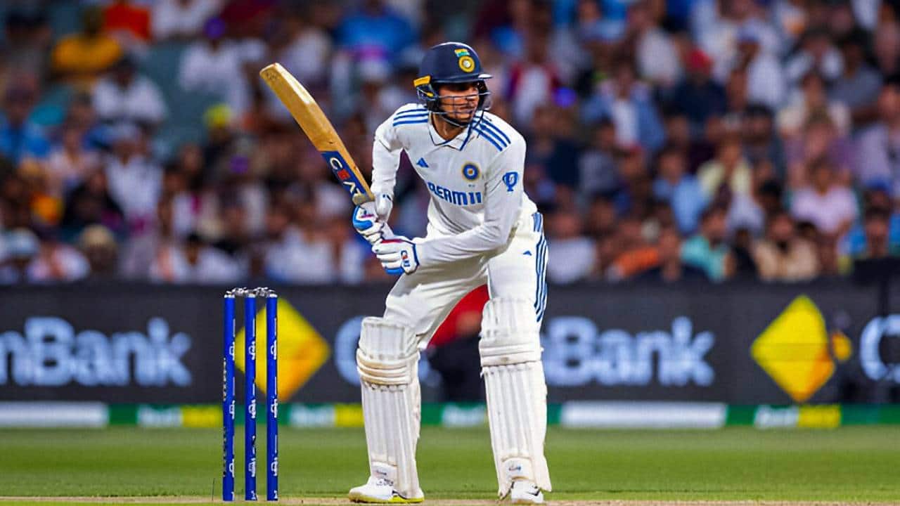 Gill batting during a Test match