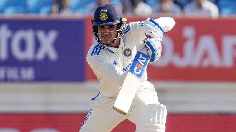Gill batting during a Test match