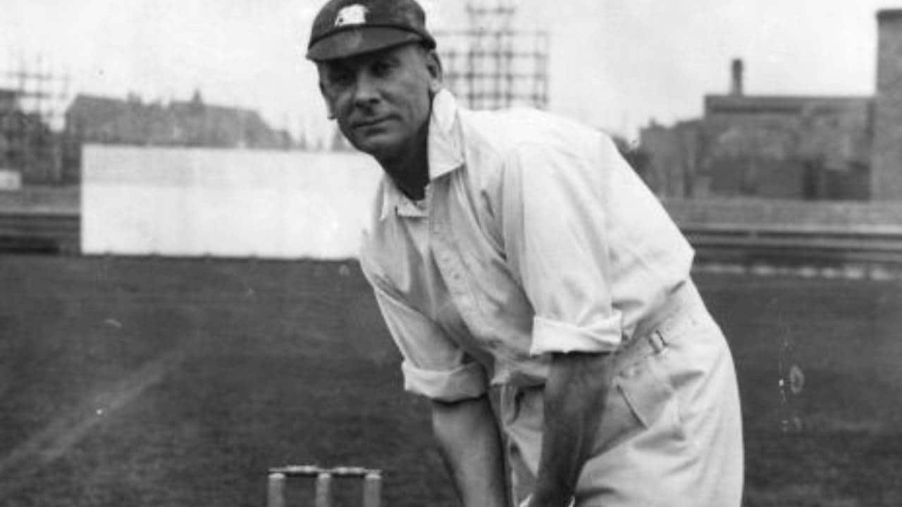 Hobbs batting during a Test match