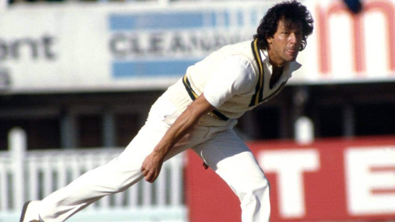 Imran Khan bowling during a Test match