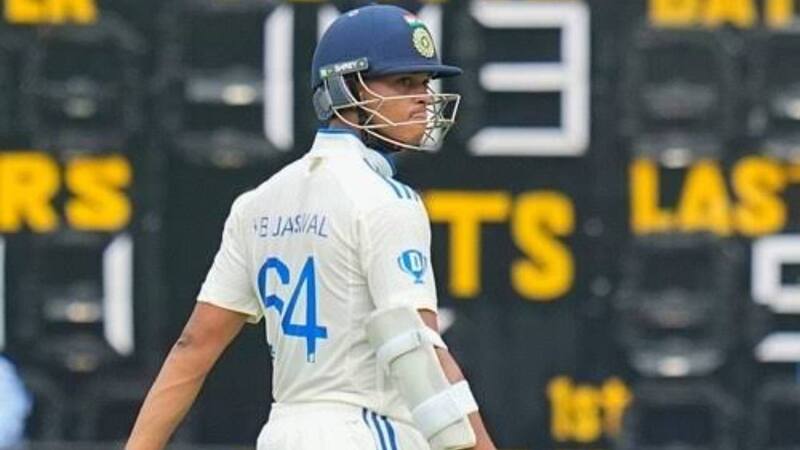 Jaiswal batting during a Test match