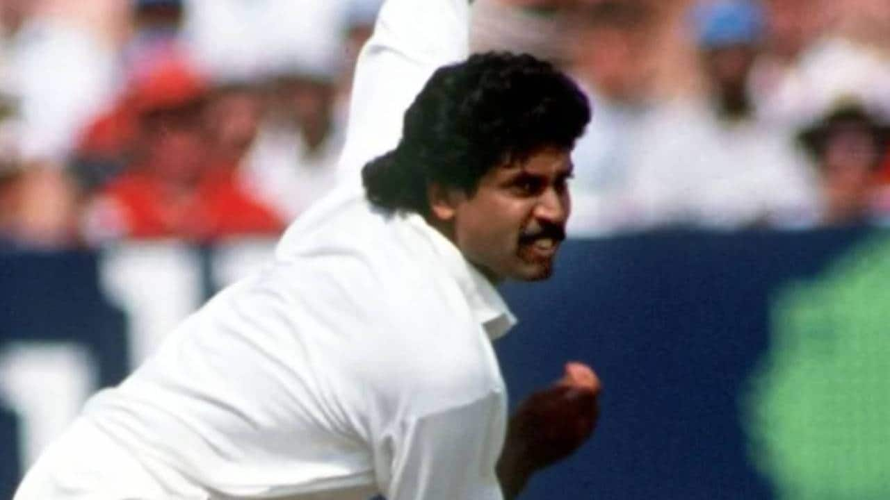 Kapil Dev bowling during a Test match