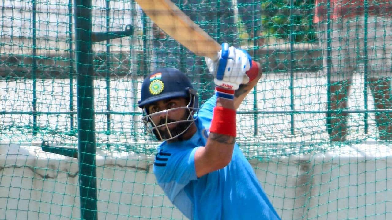Kohli practicing in the nets