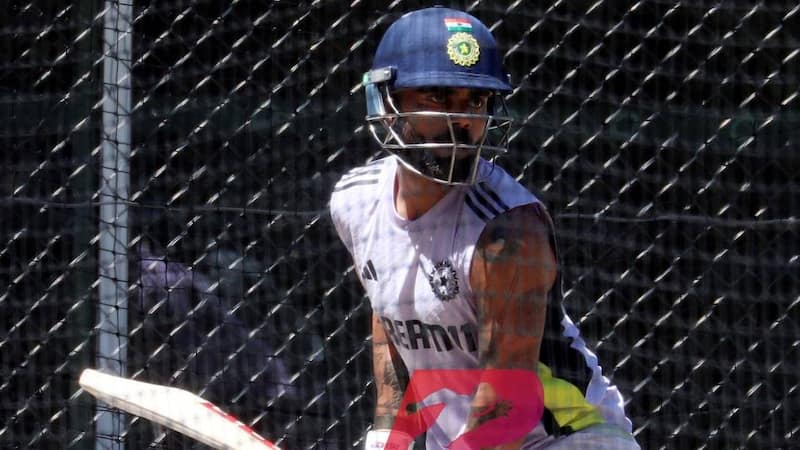 Kohli practicing in the nets