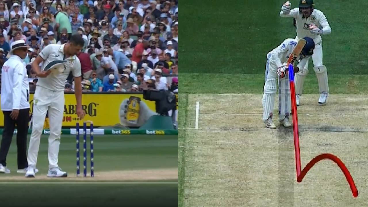 Mitchell Starc change the bails