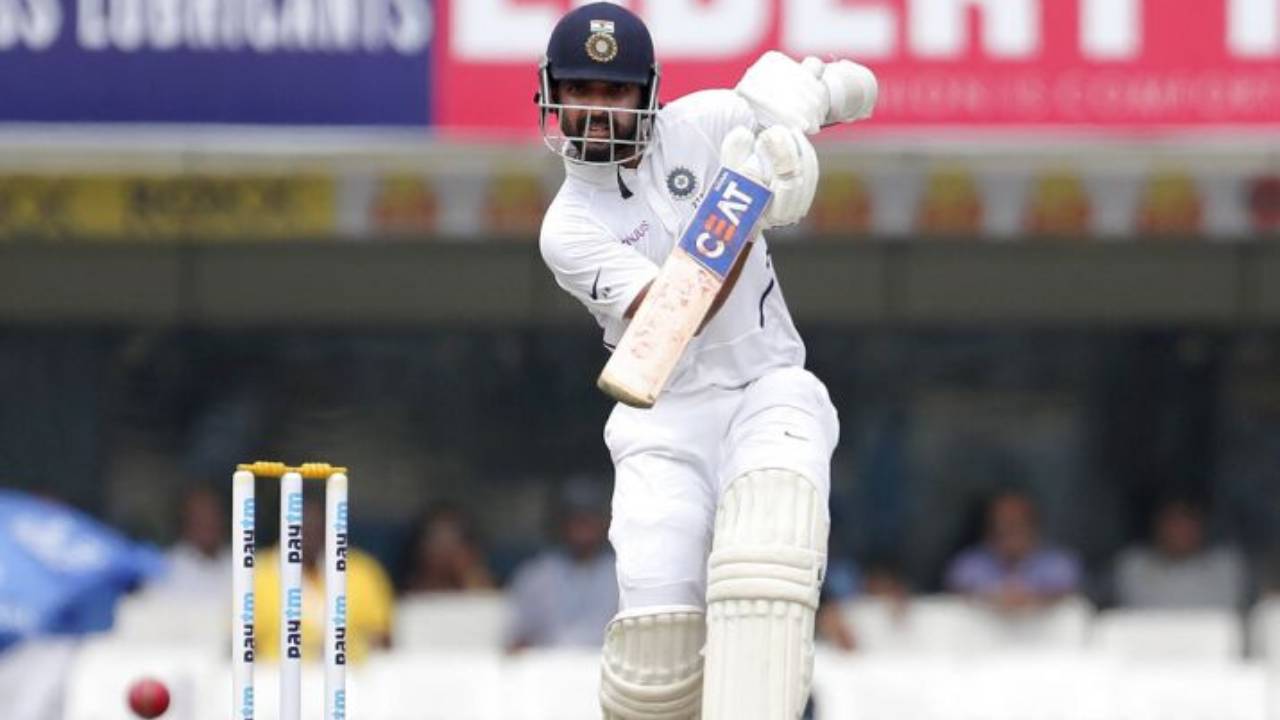 Rahane batting during a Test match