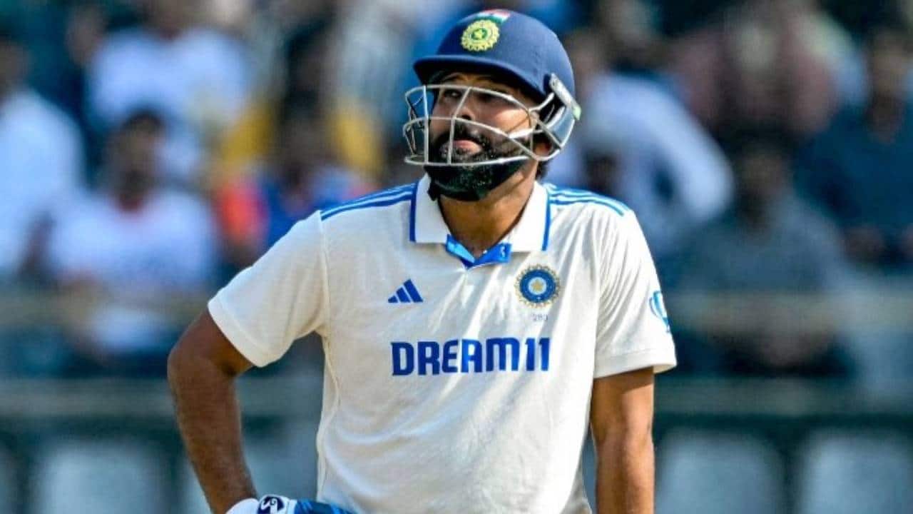 Rohit batting during a Test match