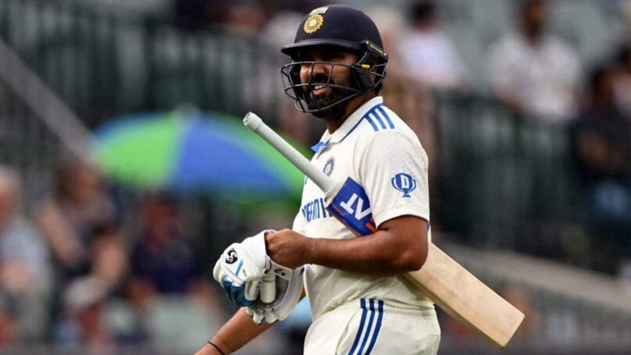 Rohit batting during a Test match