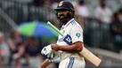 Rohit batting during a Test match