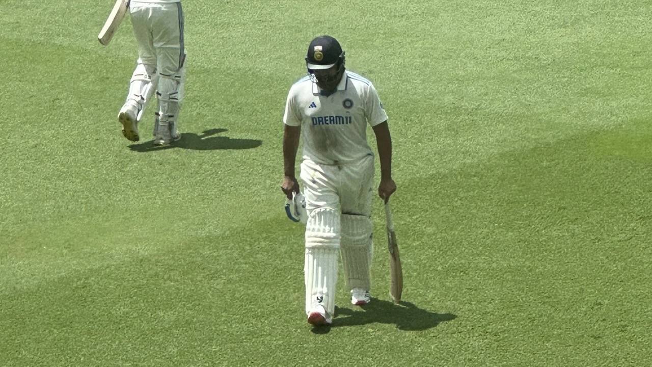 Rohit heading back to the dugout after getting dismissed
