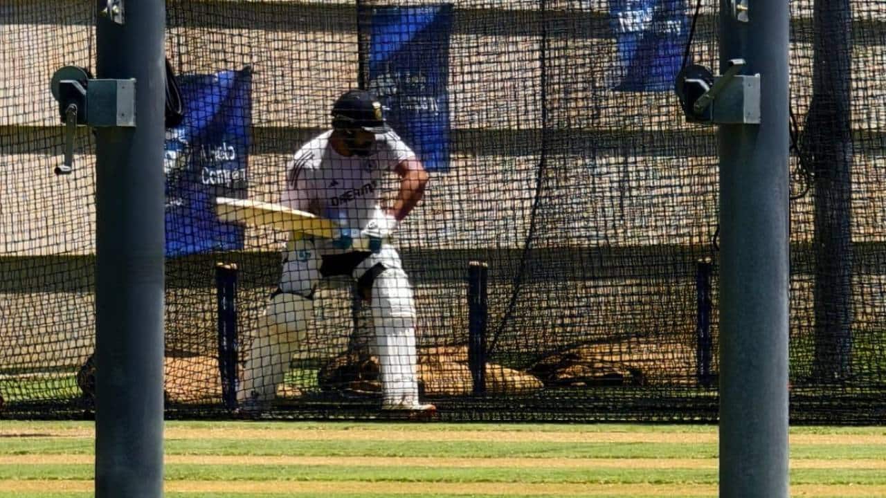 Rohit practicing in the nets