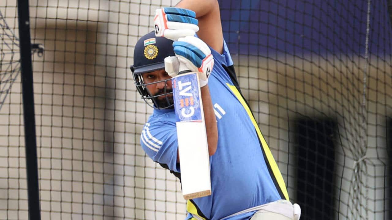 Rohit batting in the nets