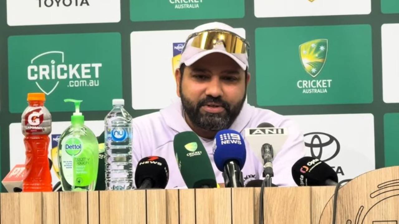Rohit speaking at the press conference