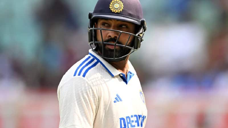 Rohit batting during a Test match