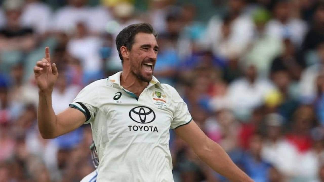 Starc taking a wicket in a Test match