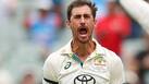 Starc taking a wicket against India