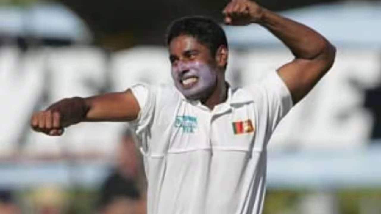 Vaas taking a Test wicket