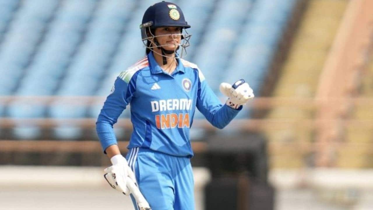 Mandhana scoring an ODI century