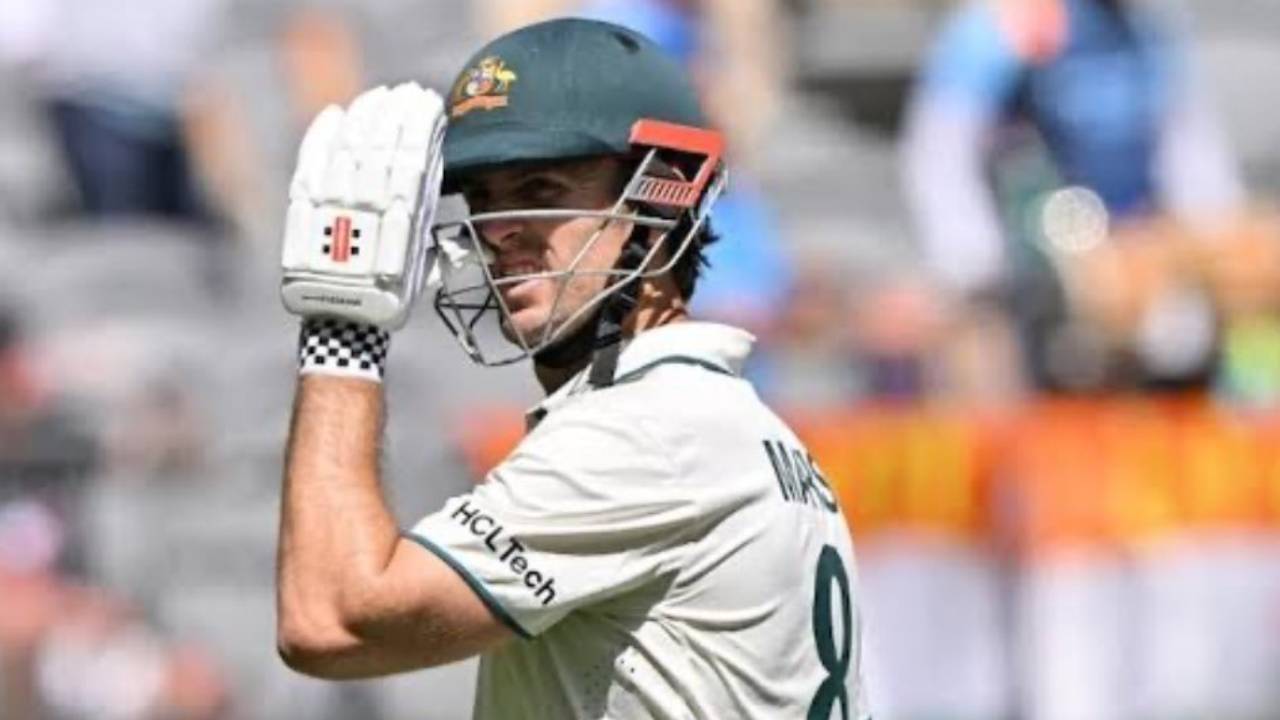 Marsh batting during a Test match