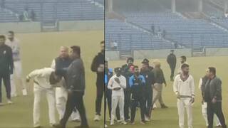Virat Kohli touched chilhood coach rajkumar sharma feet in Ranji Trophy match watch Video
