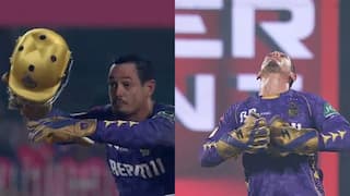 Quinton De Kock removed the helmet first and then went for the catch in rr vs kkr ipl 2025 match watch Video