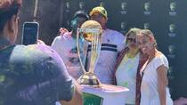 On the occasion of Holi, Cricket Australia shares their wishes with a Unique way with 2023 ODI World Cup Trophy