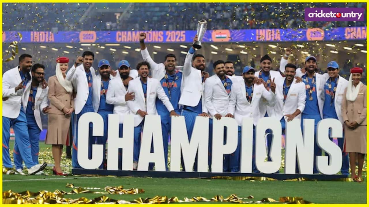 indian team after winning champions trophy 2025