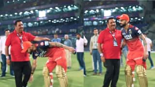 WATCH: Virat Kohli meets his Childhood coach- Touches his feet after RCB’s win over DC