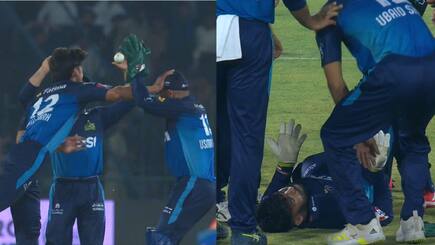 WATCH: Pakistan bowler attacks his own teammate in PSL 2025, Knocks him down on the ground
